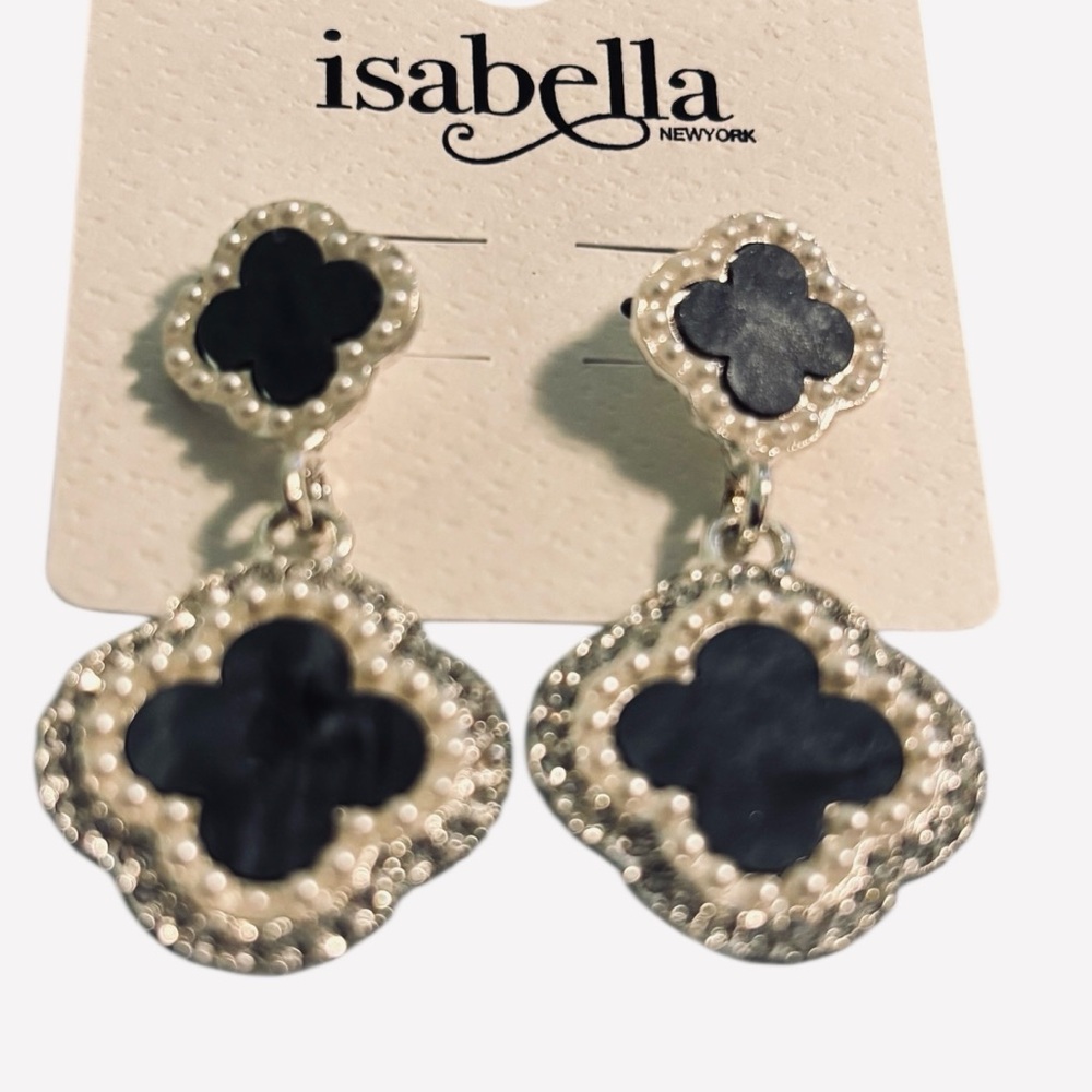 Black and Silver‎ Tone Dangle Earrings